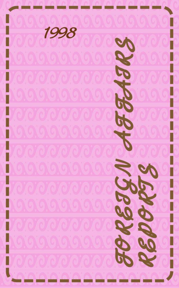 Foreign affairs reports : Publ. by the Indian council of world affairs. Vol.47, №1 : Democracy and integration in...