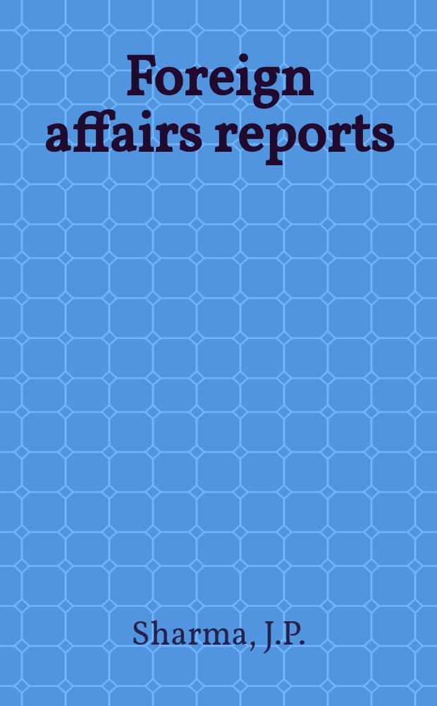 Foreign affairs reports : Publ. by the Indian council of world affairs. Vol.38, №11 : Quest for peace in West Asia