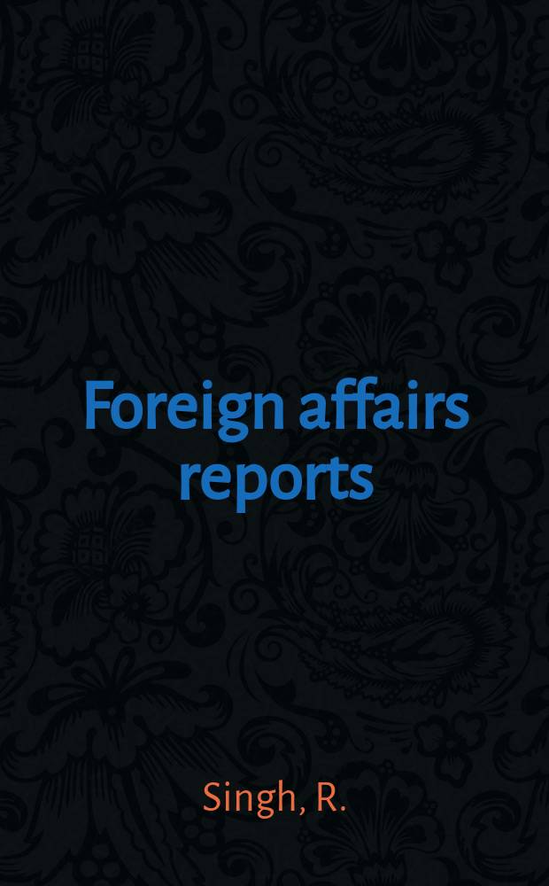 Foreign affairs reports : Publ. by the Indian council of world affairs. Vol.46, №9/10 : Hong Kong's handover