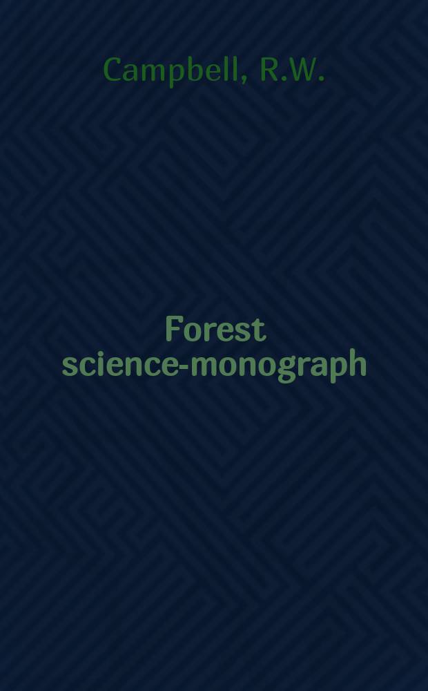 Forest science-monograph : A publications of the Society of American foresters. 19 : Forest stand responses..