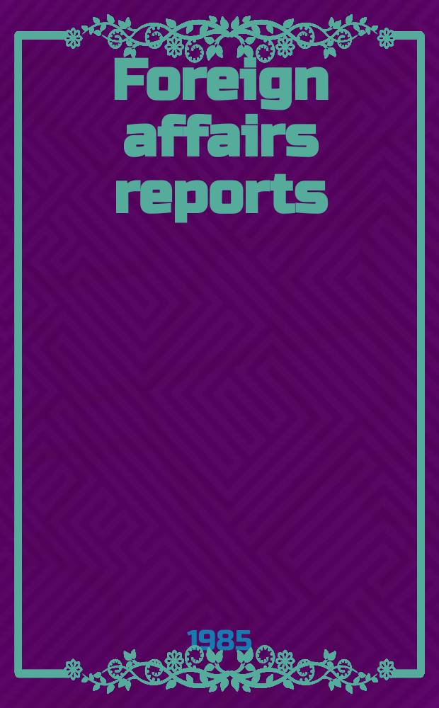 Foreign affairs reports : Publ. by the Indian council of world affairs. Vol.34, №9 : Egypt and the Arab world