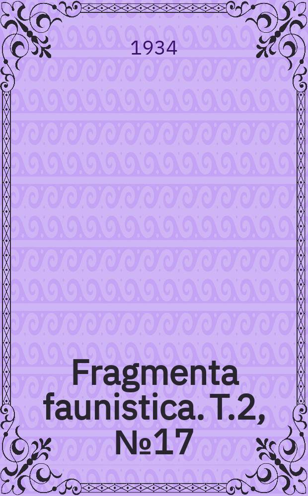 Fragmenta faunistica. T.2, №17 : Materjaly do planktonu jezior Suwalszczyzny