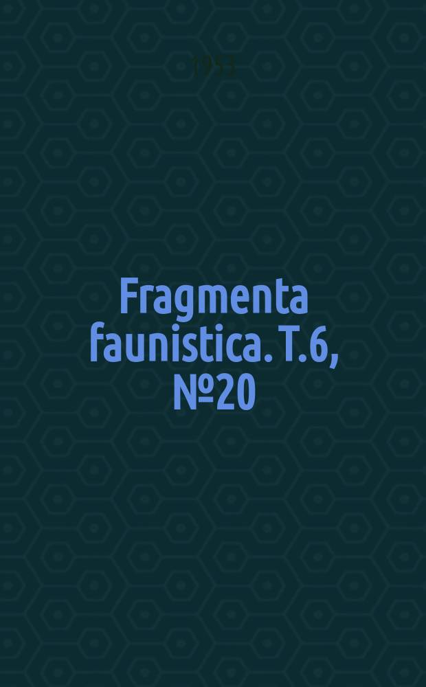 Fragmenta faunistica. T.6, №20 : Limnocalanus macrurus G.O. Sars w jeziorach północno-wschodniej Polski