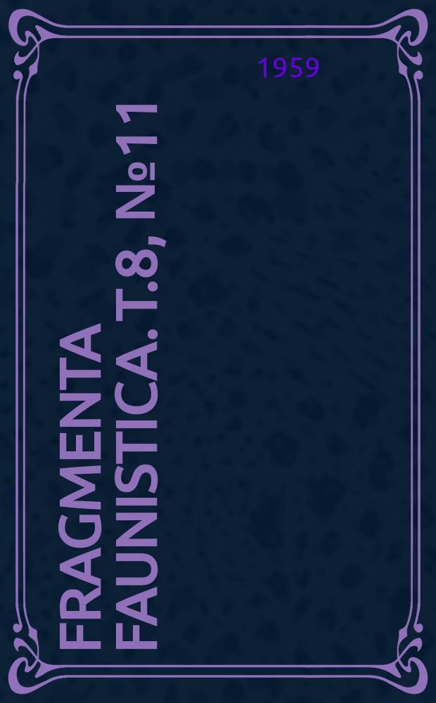Fragmenta faunistica. T.8, №11 : Одонатологическая фауна боровых озёр южной оконечности Верхне-Обского борового массива