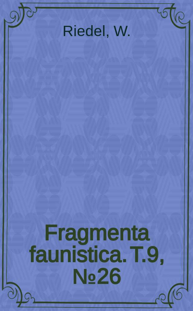 Fragmenta faunistica. T.9, №26 : Chruściki (Trichoptera)