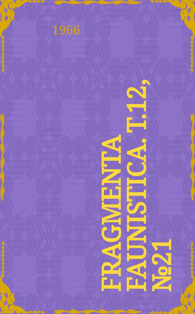 Fragmenta faunistica. T.12, №21 : Materiały do znajomości fauny mechowców (Acari, Oribatei) Polsci