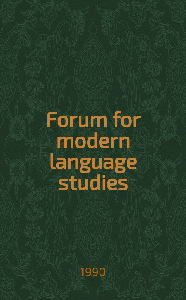 Forum for modern language studies : Publ. by the Univ. of St. Andrews. Vol.26, №3 : Literary representations of the self
