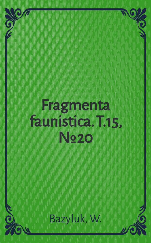 Fragmenta faunistica. T.15, №20 : Prostoskrzydłe (Orthoptera) Ojcowskiego parku narodowego