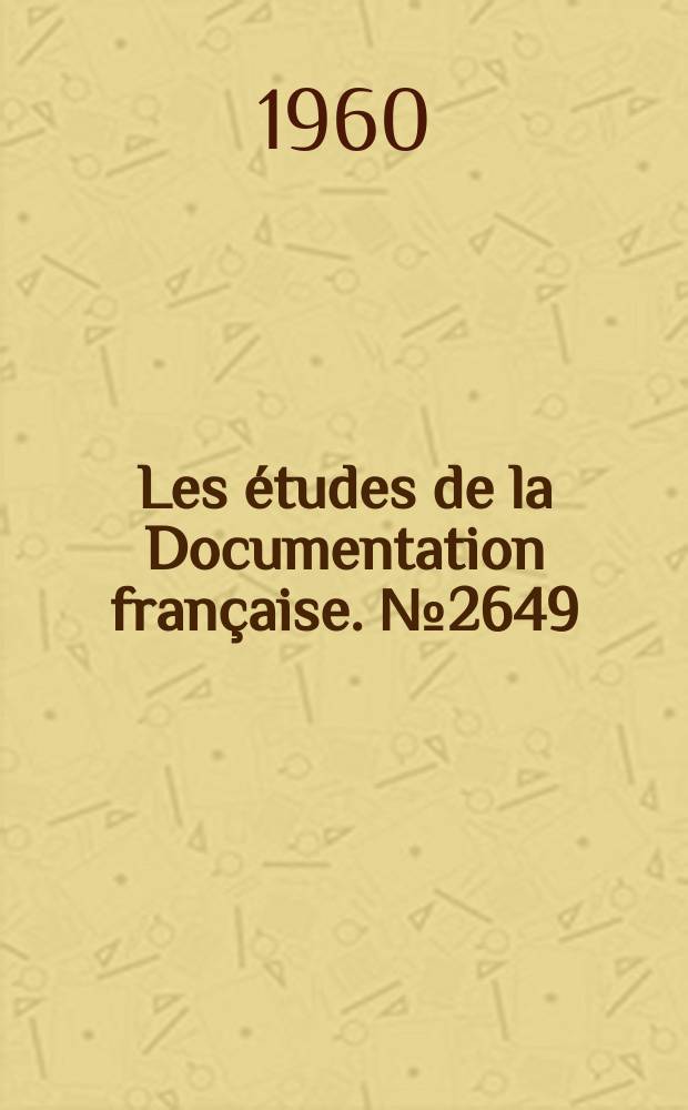 Les études de la Documentation française. №2649 : Aéronefs et équipements modernes pour le travail aérien agricole et sanitaire
