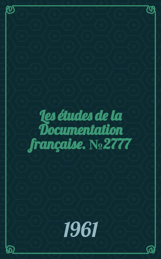 Les études de la Documentation française. №2777 : Dispositions recentes contre la prostitution et l'alcoolisme