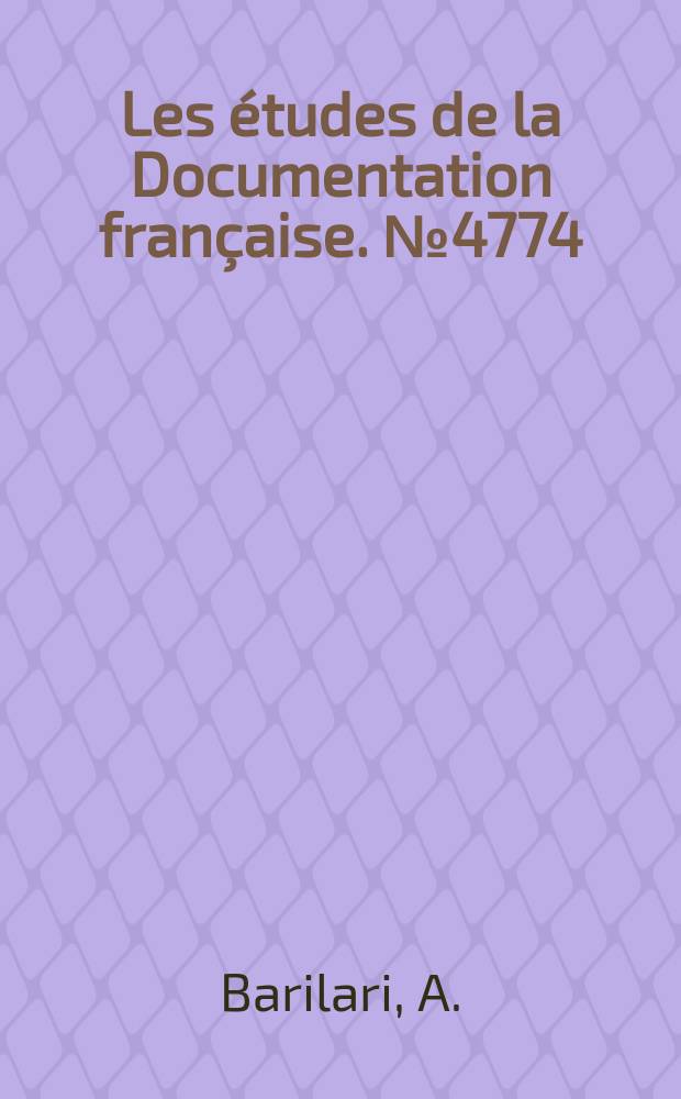 Les études de la Documentation française. №4774 : L'Innovation administrative
