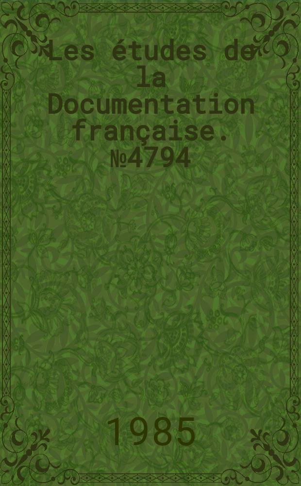 Les études de la Documentation française. №4794 : Le logement en France et son financement