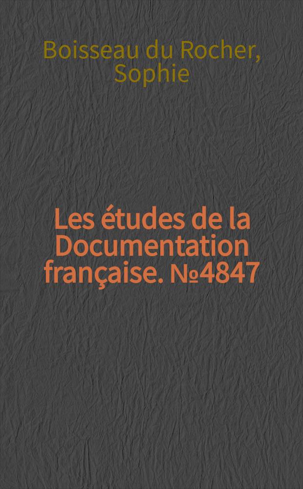 Les études de la Documentation française. №4847 : L'ASEAN: vingt ans d'existence