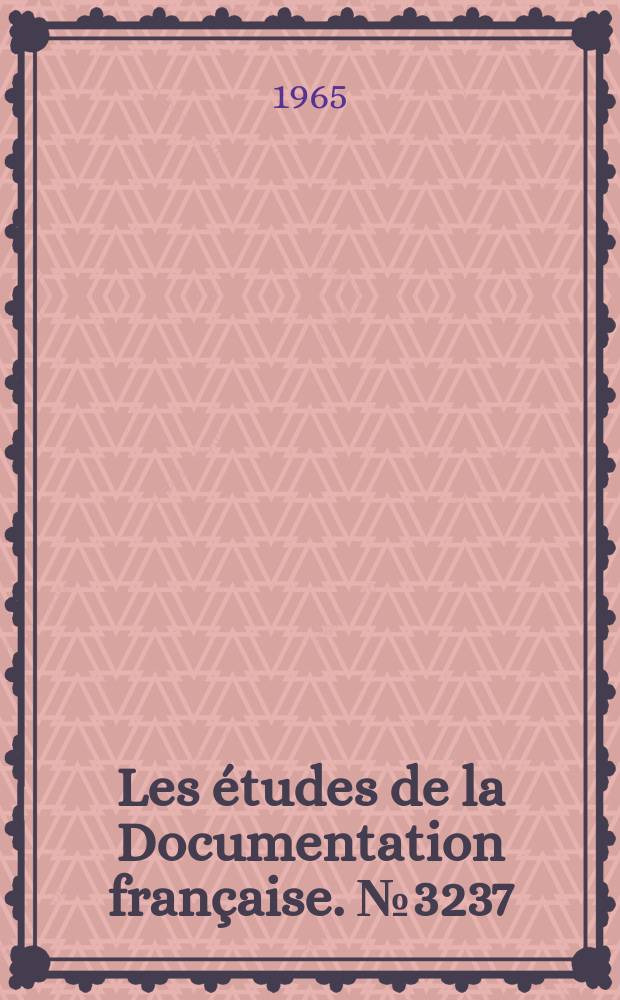 Les études de la Documentation française. №3237 : L'Industrie du caoutchouc en Europe occidentale