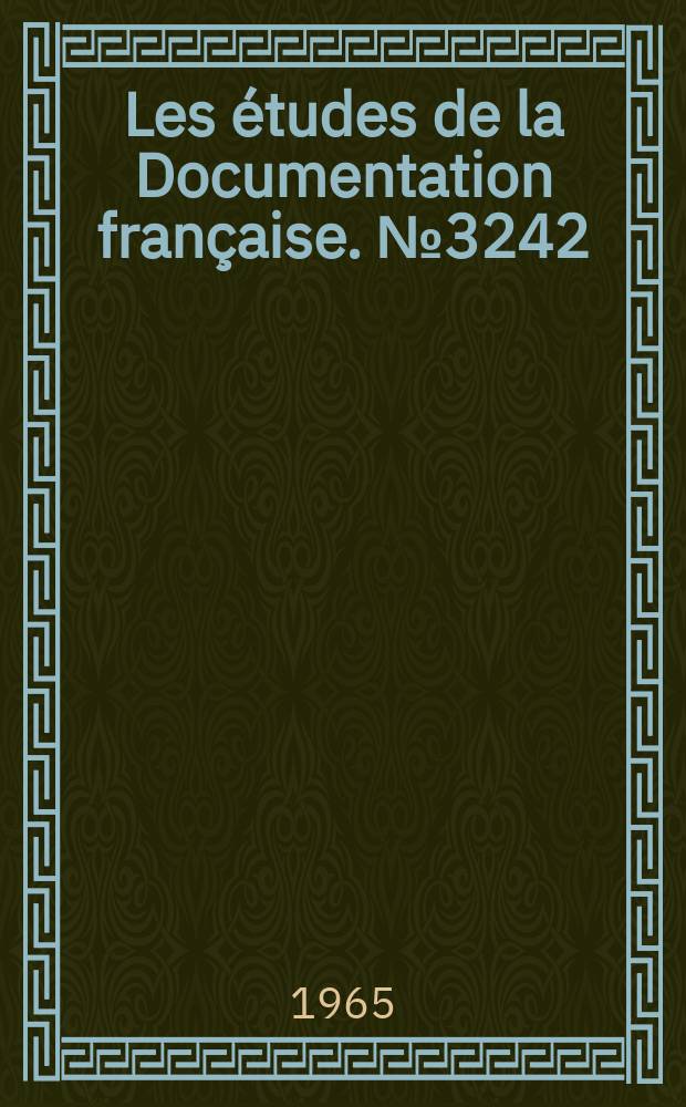 Les études de la Documentation française. №3242 : L'Industrie du caoutchouc aux États-Unis