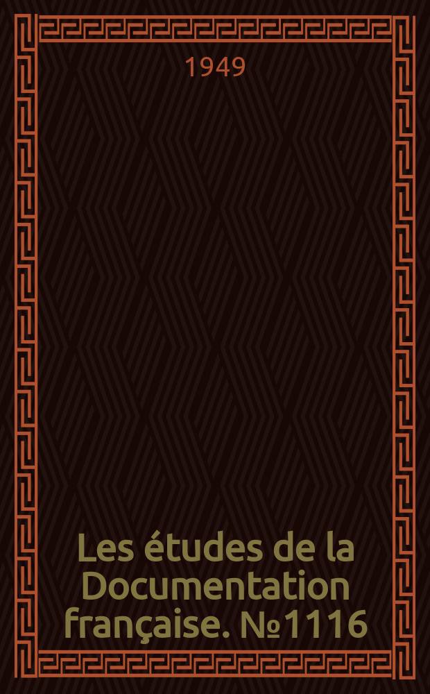 Les études de la Documentation française. № 1116 : Le Soudan dans les relations anglo-égyptiennes