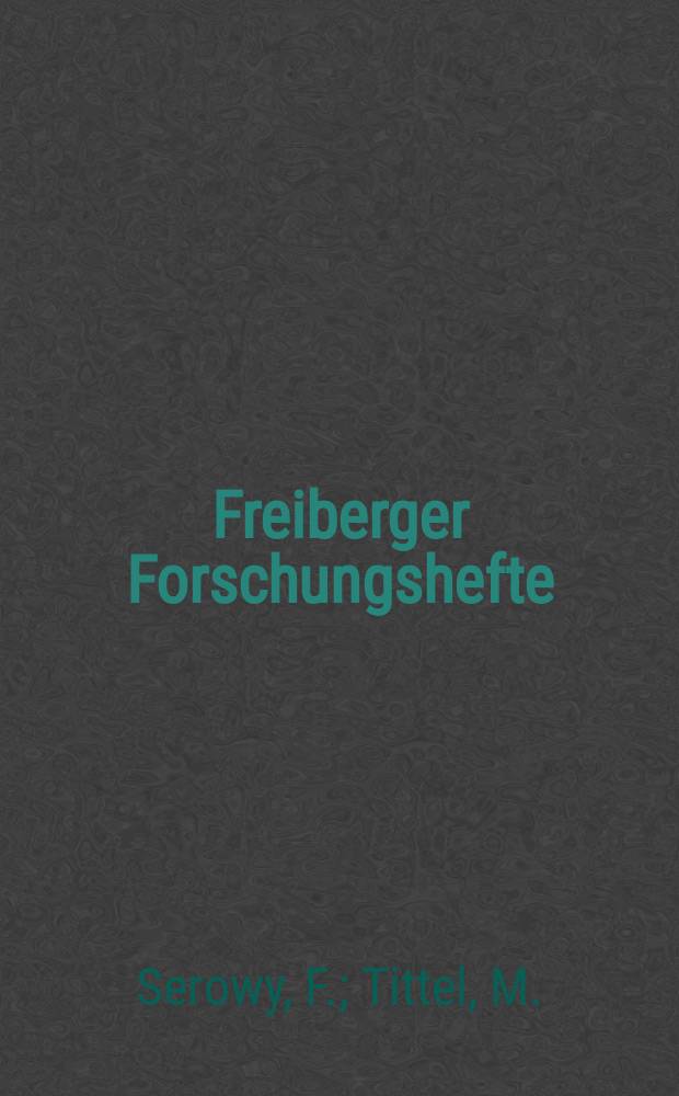 Freiberger Forschungshefte : Beihefte der Zeitschrift "Bergakademie" : Zur Frage der thermischen Behandlung von Carnallit und Bischofit