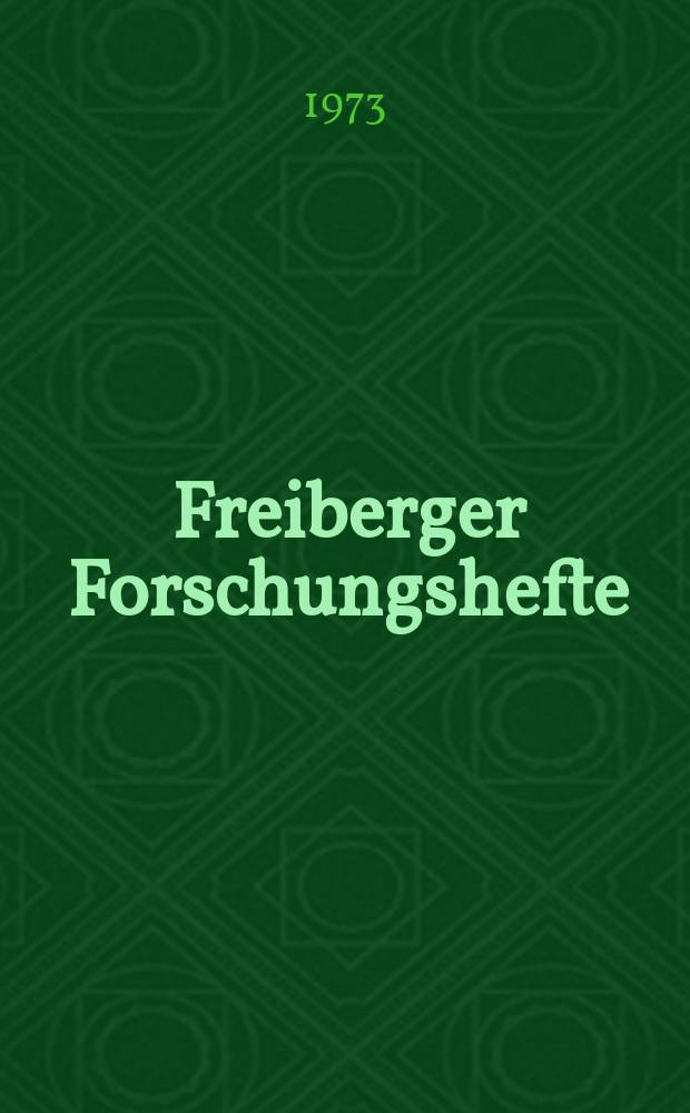 Freiberger Forschungshefte : Beihefte der Zeitschrift "Bergakademie" : Beiträge zur thermischen Verfahrenstechnik