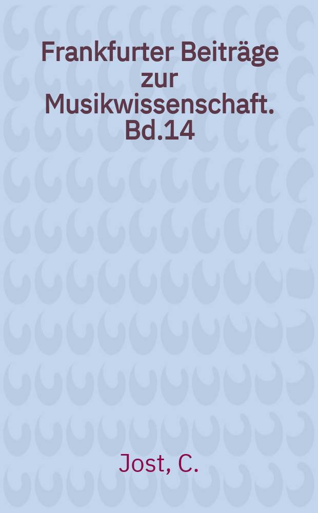 Frankfurter Beiträge zur Musikwissenschaft. Bd.14 : Mendelssohns Lieder ohne Worte