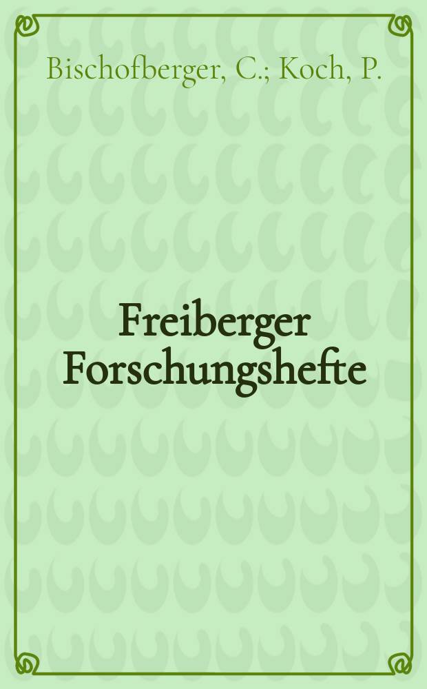 Freiberger Forschungshefte : Beihefte der Zeitschrift "Bergakademie" : Beitrag zum Einfluss der Hydrodynamik beim Flotationsprozess. Charakteristika der Verweilzeitverteilungsfunktion im Trogflotationsapparat...