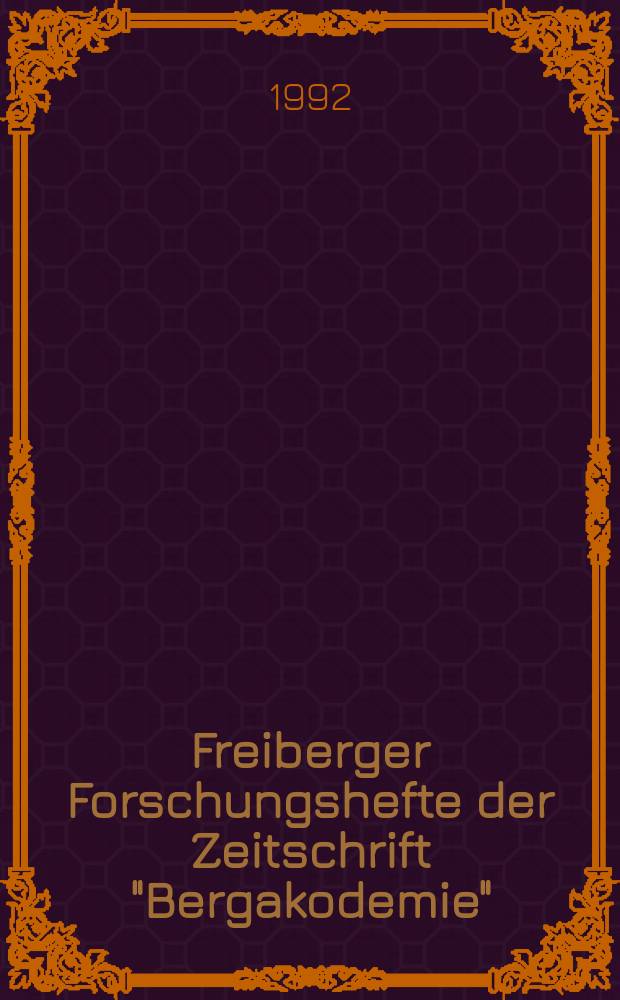 Freiberger Forschungshefte der Zeitschrift "Bergakodemie" : Methodik der Vielkristall - Röntgendiffraktometrie