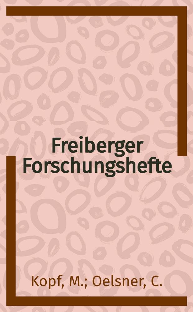 Freiberger Forschungshefte : Beihefte der Zeitschrift "Bergakademie" : Dichtebestimmungen an Gesteinen des Osterzgebirgen. Ergebnisse der Gravimetermessungen im Osterzgebirge