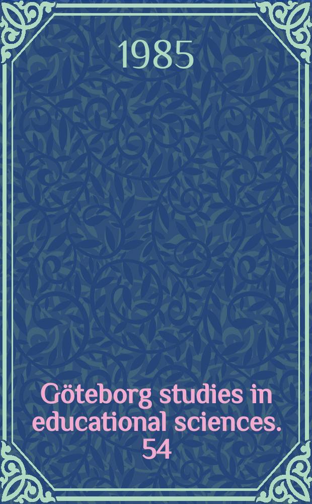 Göteborg studies in educational sciences. 54 : Speech regulation of motor acts as used ...