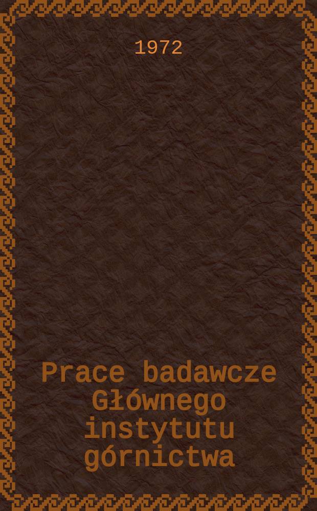 Prace badawcze Głównego instytutu górnictwa : Komunikat. Analiza wyników badań wpływy ...