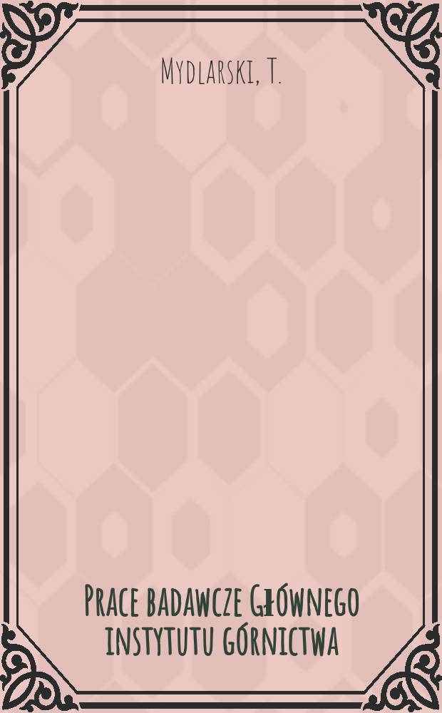 Prace badawcze Głównego instytutu górnictwa : Komunikat. Zmiany układu wodnego ...