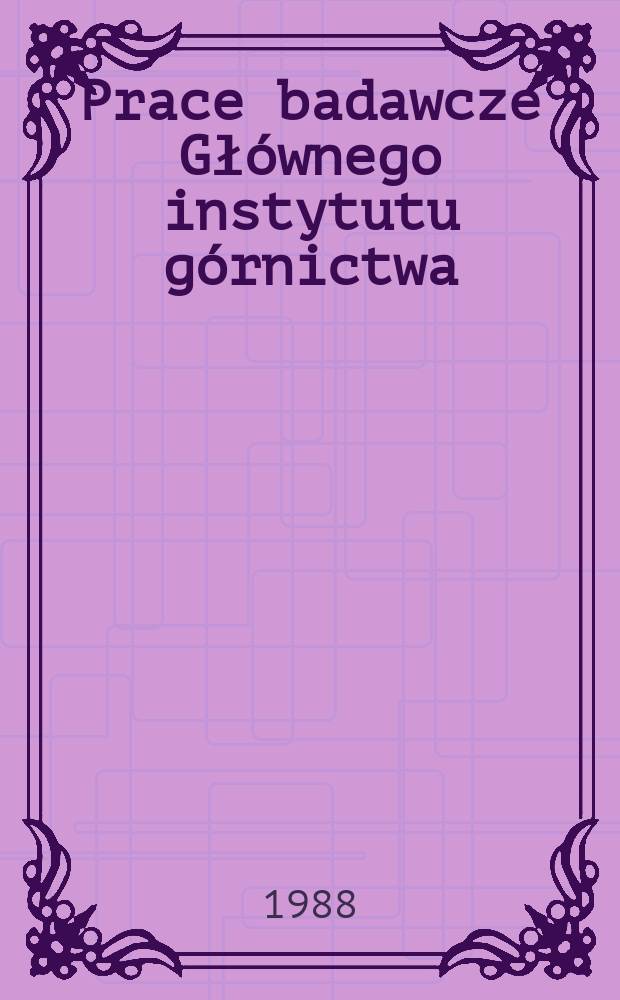 Prace badawcze Głównego instytutu górnictwa : Komunikat. Wody o niskiej mineralizacji w kopalniach ...