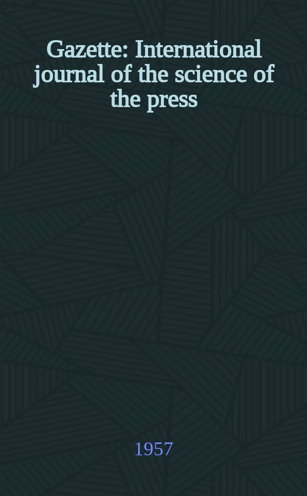 Gazette : International journal of the science of the press