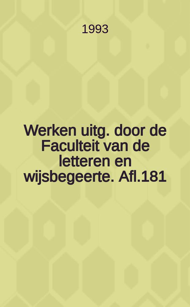 Werken uitg. door de Faculteit van de letteren en wijsbegeerte. Afl.181 : Du chant à l'enchantement