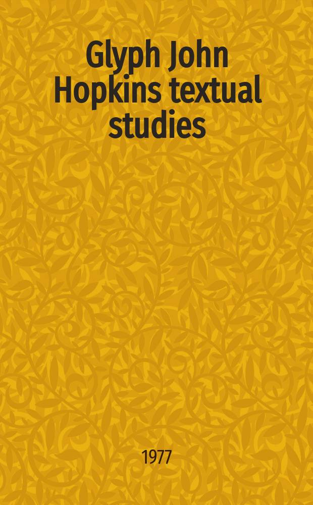 Glyph John Hopkins textual studies