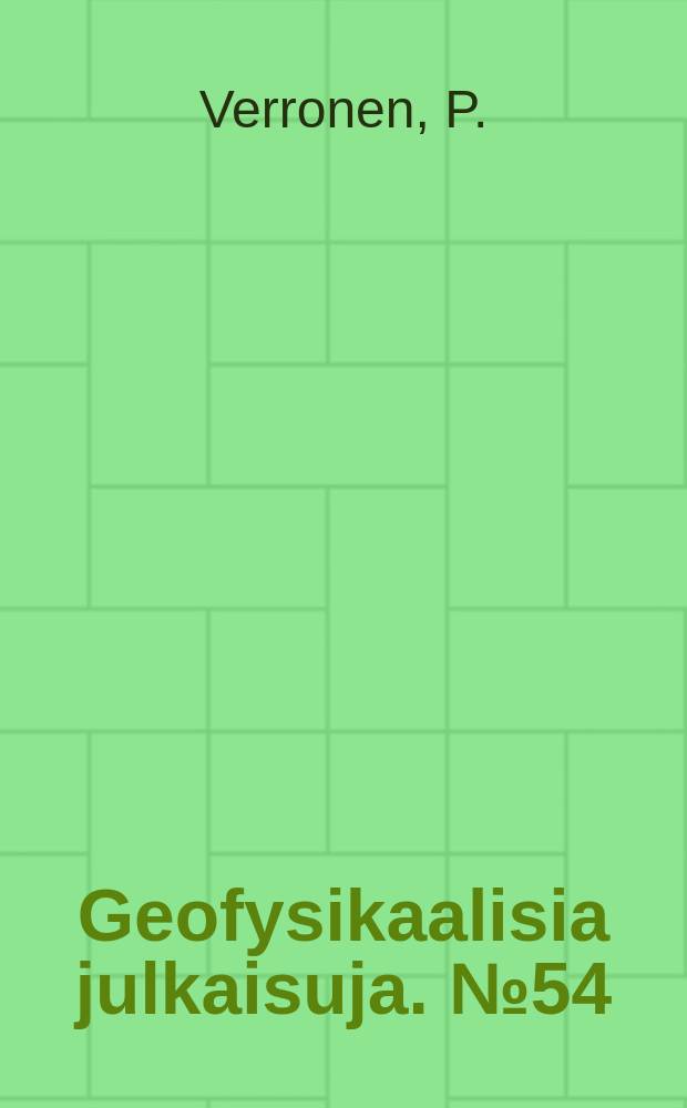 Geofysikaalisia julkaisuja. №54 : Effects of energetic particle ...
