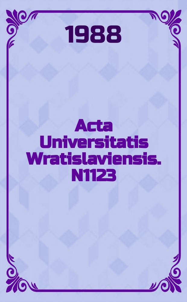Acta Universitatis Wratislaviensis. N1123 : Mikrofiche 6