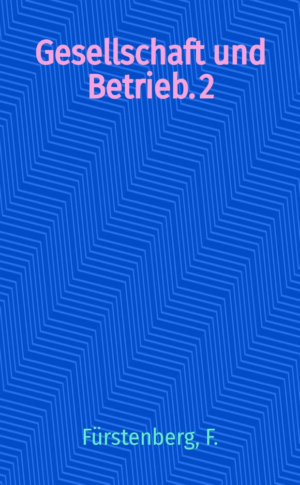 Gesellschaft und Betrieb. 2 : Industrielle Arbeitsbeziehungen