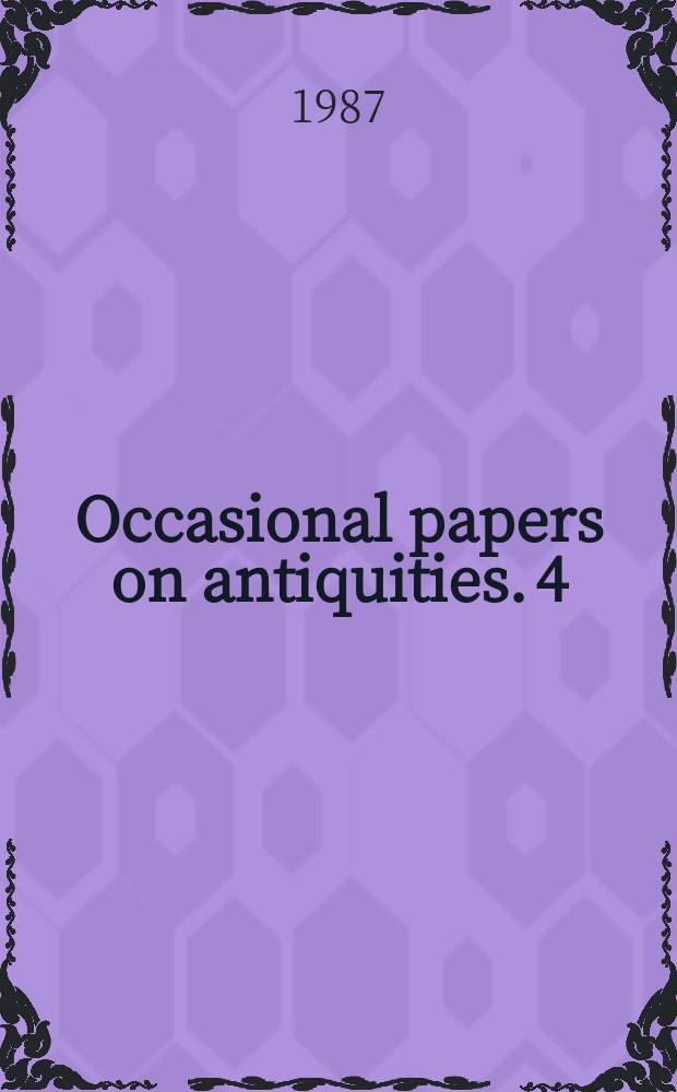 Occasional papers on antiquities. 4 : Ancient portraits in the J. Paul Getty museum