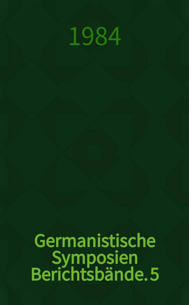 Germanistische Symposien Berichtsbände. 5 : Literatur und Laienbildung im Spätmittelalter und in der Reformationszeit