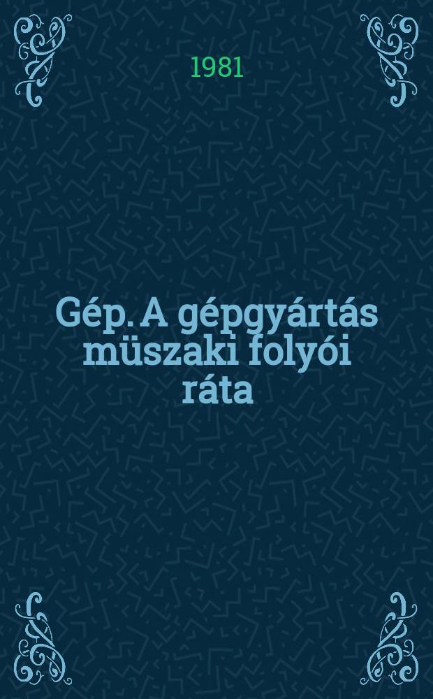 G&eacute;p. A g&eacute;pgy&aacute;rt&aacute;s m&uuml;szaki foly&oacute;i r&aacute;ta : M&uuml;szaki &eacute;s term&eacute;s zettudom&aacute;nyi egyes&uuml;letek sz&ouml;vets&eacute;ge g&eacute;pipari tudom&aacute;nyos egyes&uuml;let&eacute;nek lapja. &Eacute;vf.33 1981, Sz.3 : Roncsol&aacute;smentes anyagvizsg&aacute;latok