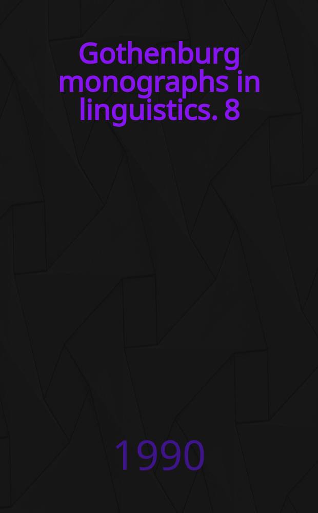 Gothenburg monographs in linguistics. 8 : Spatial relations