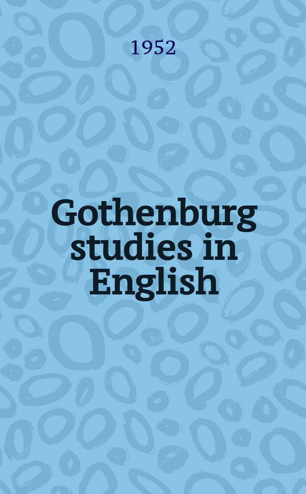 Gothenburg studies in English