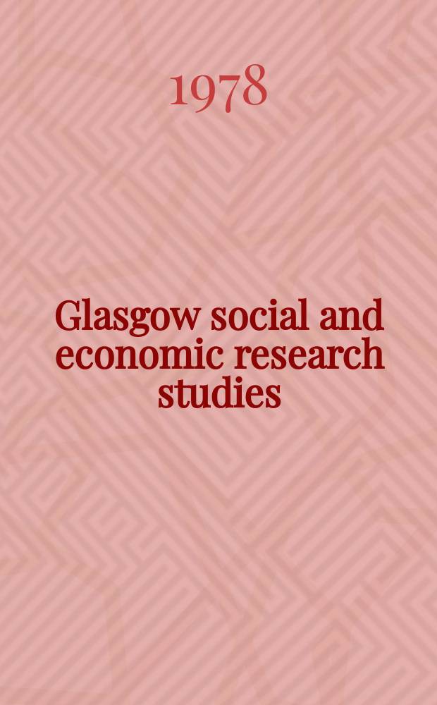 Glasgow social and economic research studies