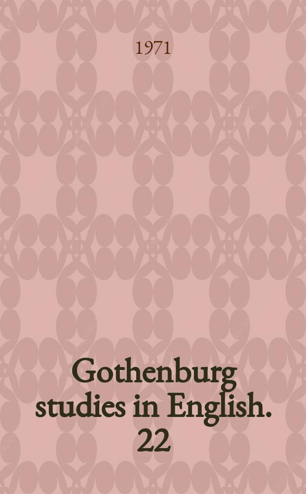 Gothenburg studies in English. 22 : Context and meaning