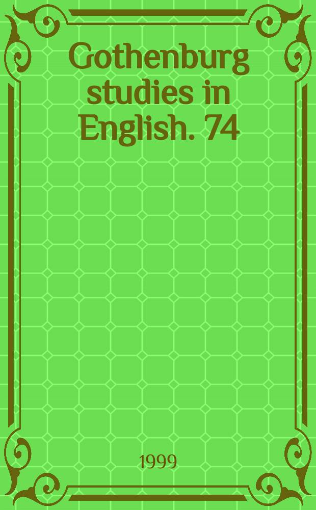 Gothenburg studies in English. 74 : The emblem and the emblematic ...