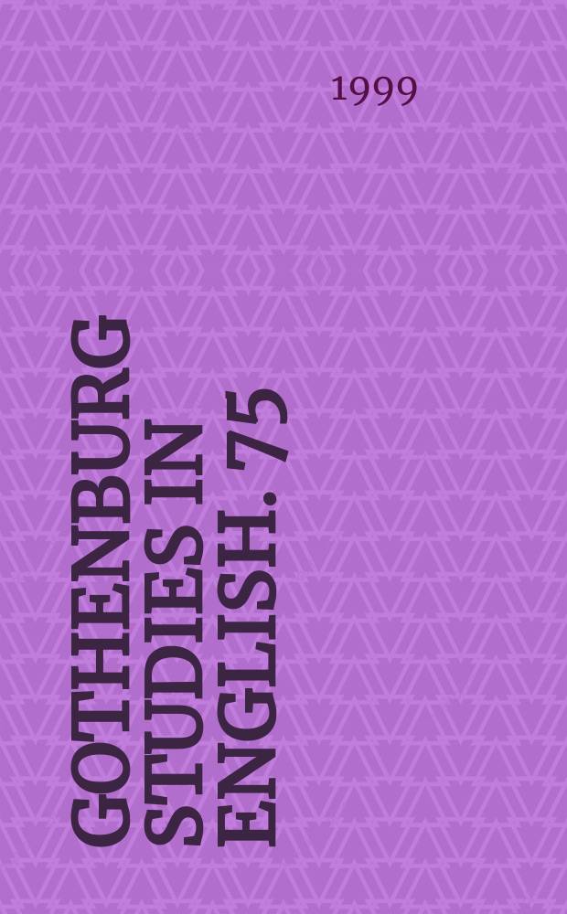 Gothenburg studies in English. 75 : Literary texts as nonlinear patterns