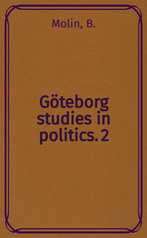 Göteborg studies in politics. 2 : Tjänstepensionsfrågan