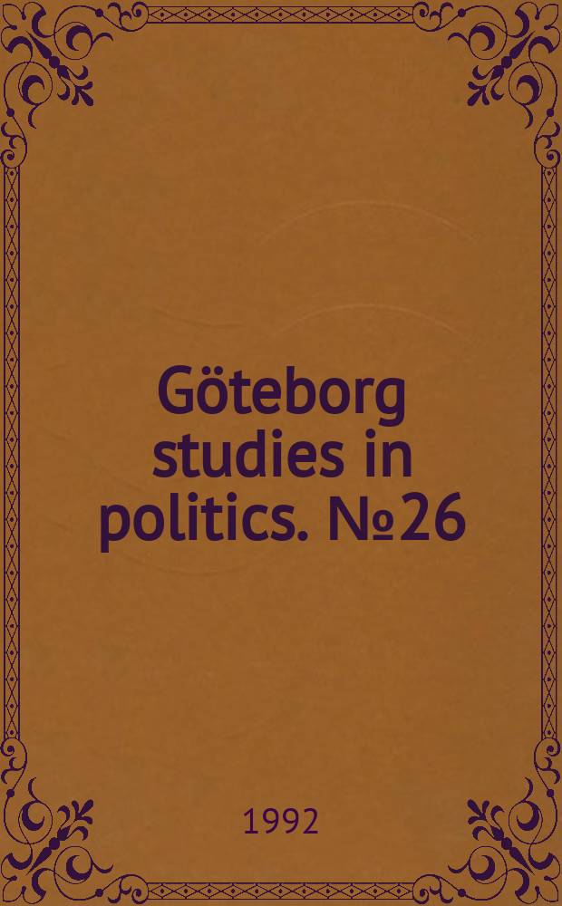 Göteborg studies in politics. №26 : Familjepolitik