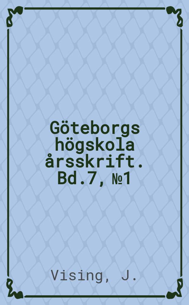 Göteborgs högskola årsskrift. Bd.7, №1 : Franska språket i England