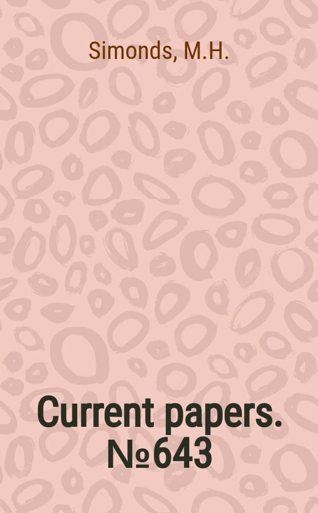 Current papers. №643 : Low speed wind tunnel tests on a kite balloon model