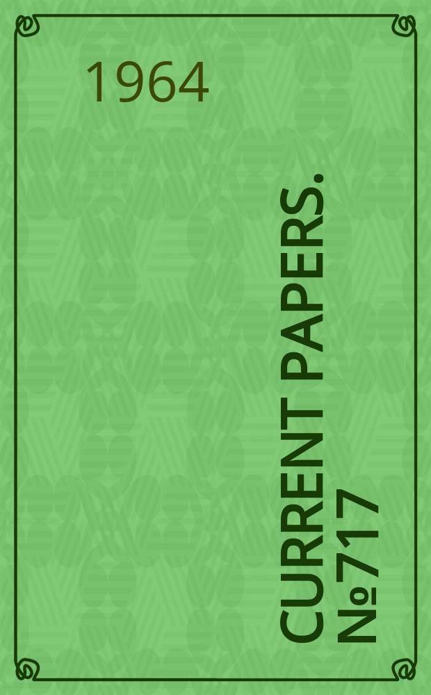Current papers. №717 : Measurements of Aquaplaning Height on a Meteor aircraft and photos of flow pattern under a model tyre